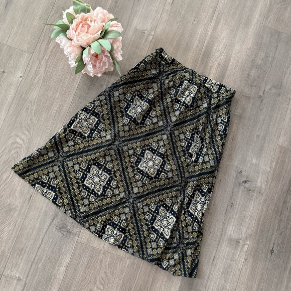 Urban Outfitters Wild Pearl Boho Moroccan Tile Yellow Midi Skirt - Picture 1 of 5
